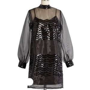 BNWT ModCloth Fanciful Fette Shift Sequin Overlay Dress- size small